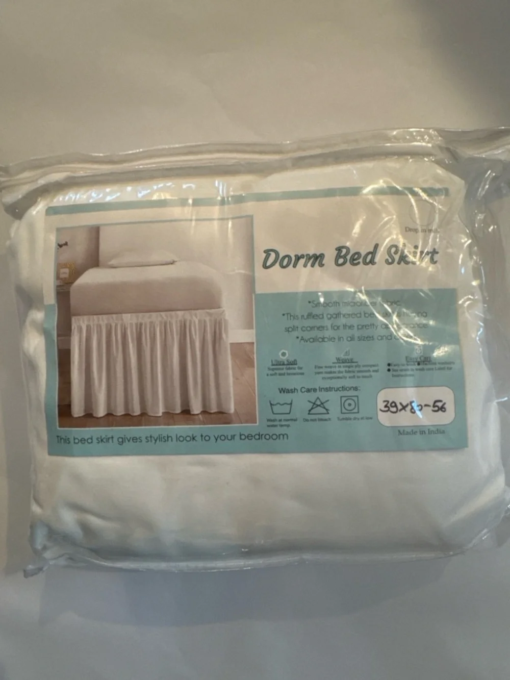White Twin XL Bed Skirt - 56